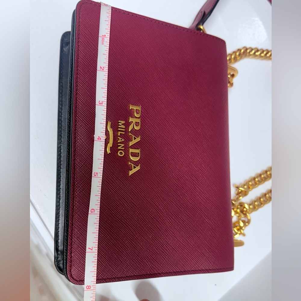 Prada Maroon Leather Crossbody Bag with Gold Chain - Picture 7 of 9